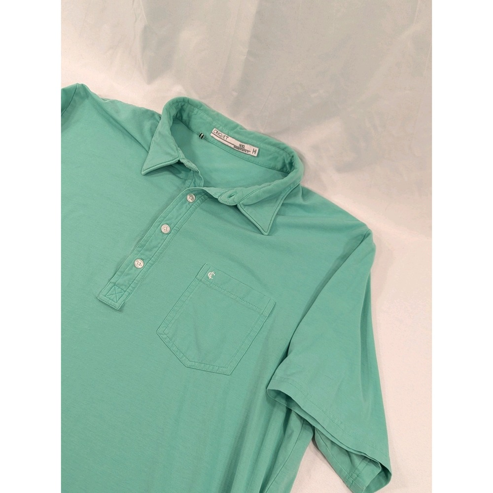 Criquet Polo Shirt Men's XXL Sea Green Short Sleeve Golf Pocket Clover